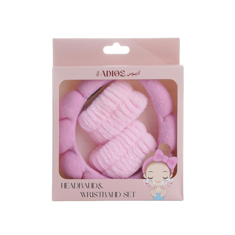 Headband and Wristband Set Absorbent Soft Cotton Skincare Adios 2 Piece