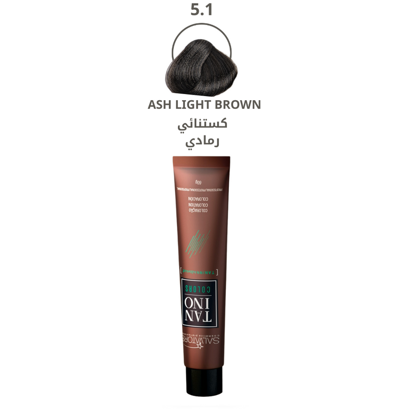 Hair Dye For Gray Coverage Chestnut Ash 5.1 Permanent Formula Salvatore 60g