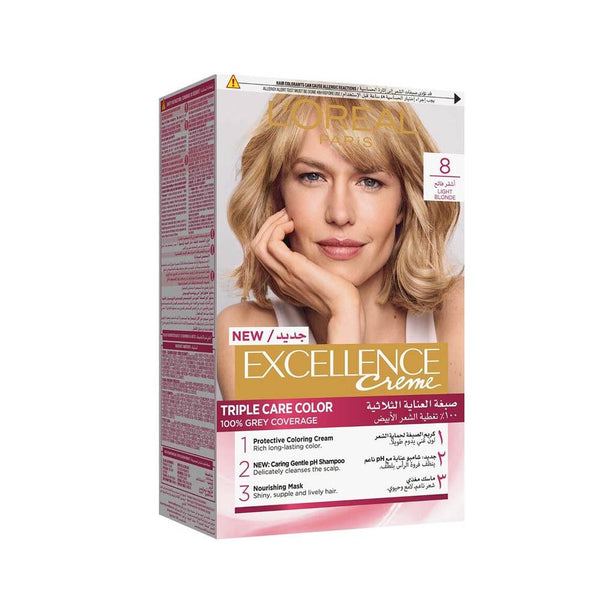 Blonde Hair Dye Light Blonde 8 Triple Care L'Oreal Paris Excellence Creme