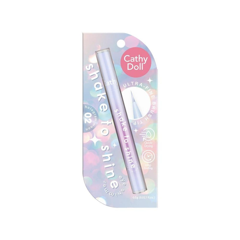 Cathy Doll Shimmer Liquid Eyeliner, 02 Hologram Moon, Waterproof, Tapered Brush