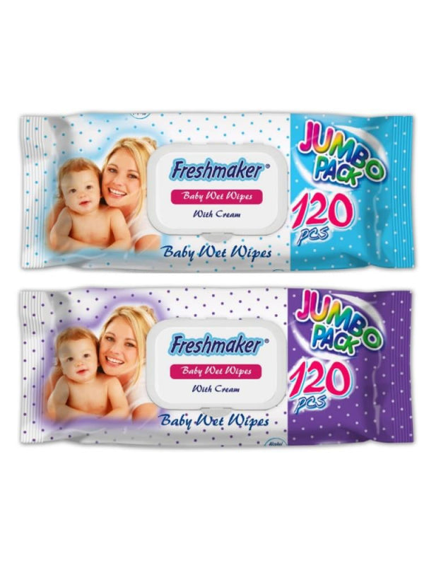 Freshmaker Baby Wipes Jumbo Pack - 120 Count
