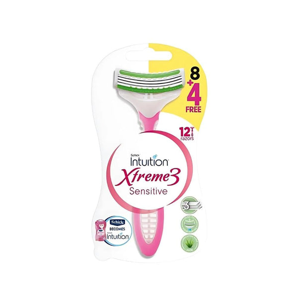 Schick Extreme 3 Women's Razor, 3 Blades, Aloe Vera, 12 Count