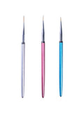 Salon System Nail Art Detail & Design Brushes - 3 Pieces | Assorted Colors