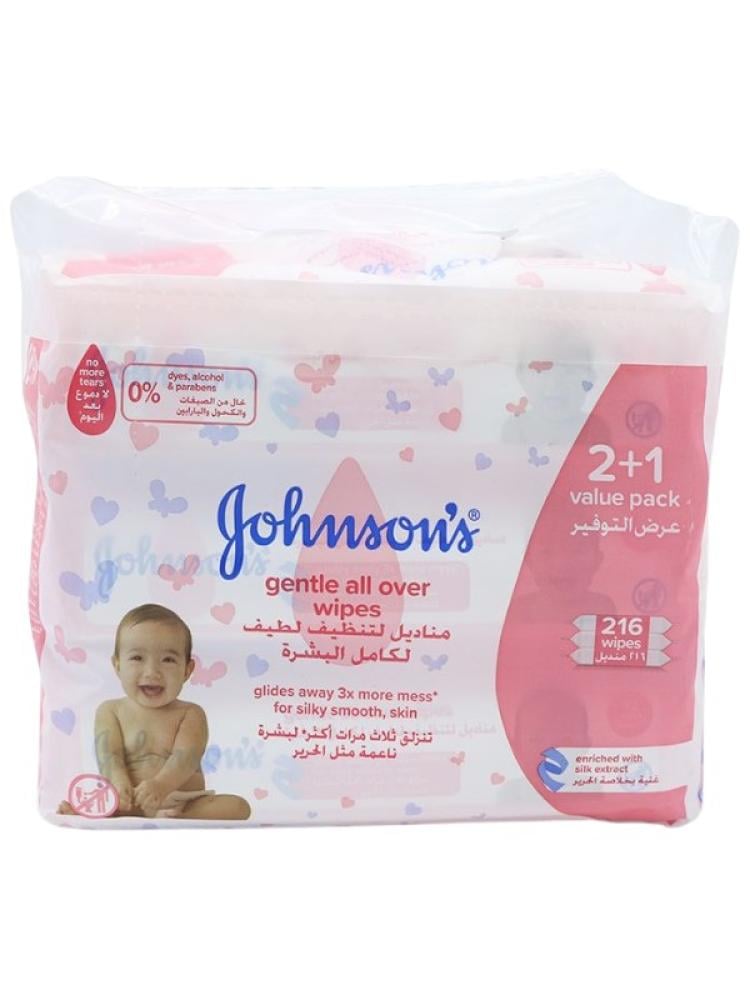 Baby Wipes Gentle Cleansing All Skin Johnson's 2+1 216 Wipes