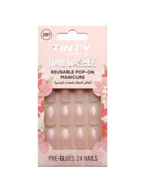 Tinty French Tip Press-On Nails - 24 Pieces, Model ZM15