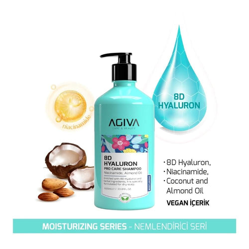 Agiva Pro Care 8D Hyaluronic Acid & Niacinamide Shampoo for Dry Scalp, 1000ml