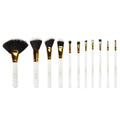 Makeup Brush Travel Case 11-Piece White Dotted Brush Set BH Cosmetics