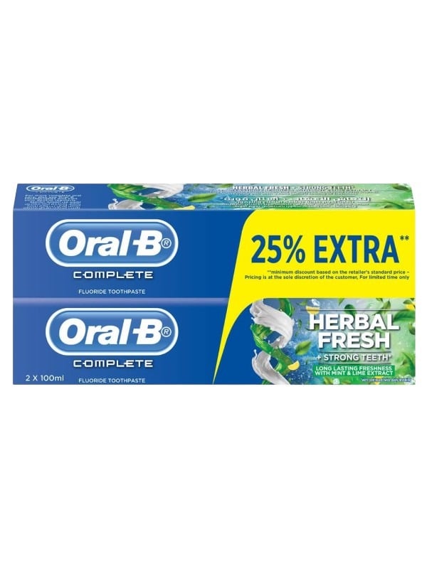 Natural Freshness Toothpaste Fresh Breath Plaque Removal Oral-B 2x100ml