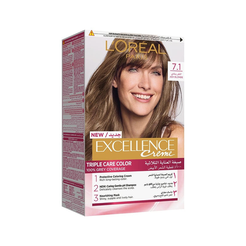 L'Oreal Paris Permanent Hair Color, Ash Blonde 7.1, 192ml