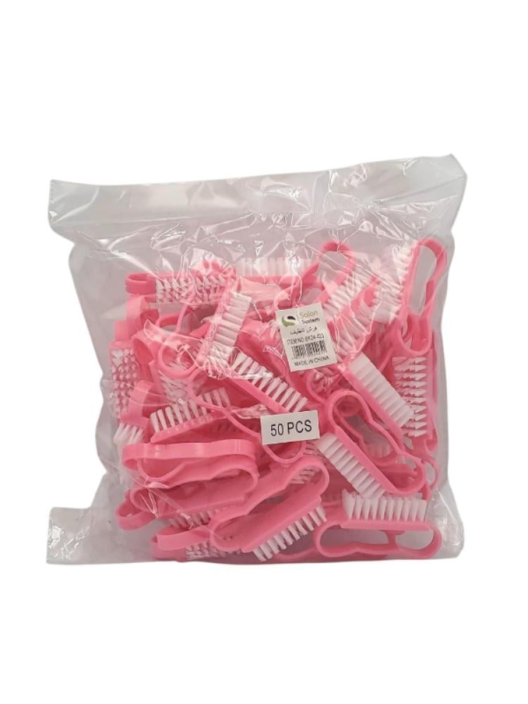 Small Nail Brush Manicure Pedicure Cleaning Tool Pink 50 Pieces Salon System