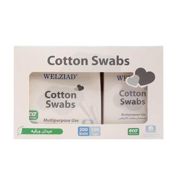 Welziad Pure Cotton Swabs, 100% Cotton, 300 Count