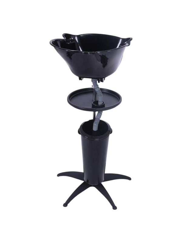 Salon System Portable Hair Wash Basin - Adjustable Height - Black Bowl