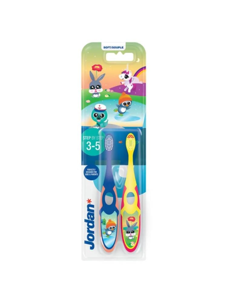 Kids Toothbrush Soft Bristles Gentle Gum Care Jordan 3-5 Years 2 Pack