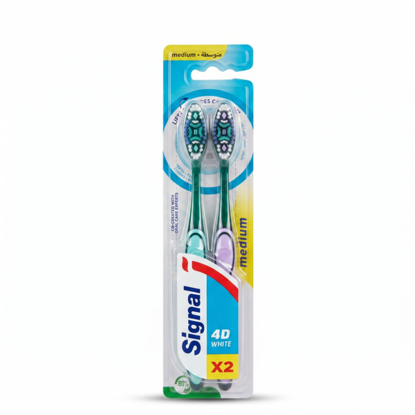 Best Toothbrush for Whitening Medium Bristles Stain Removal 4D 2 Pieces Signal