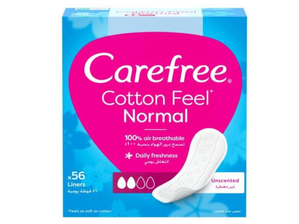 Unscented Panty Liners Daily Cotton Feel Carefree 56 Count