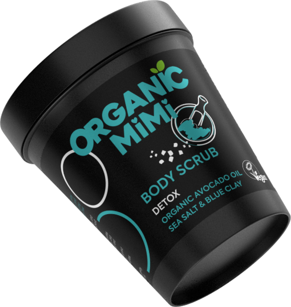 Body Scrub for All Skin Types Detox Sea Salt and Blue Clay Organic Mimi 280g