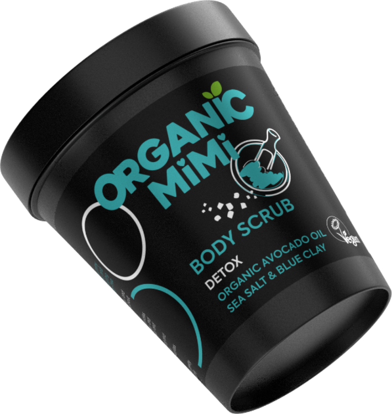 Body Scrub for All Skin Types Detox Sea Salt and Blue Clay Organic Mimi 280g