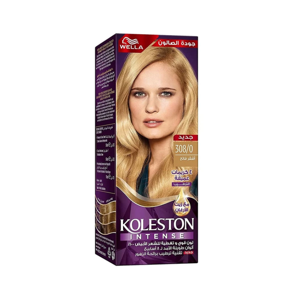 Wella Koleston Permanent Hair Dye, Light Blonde 308/0, 110ml
