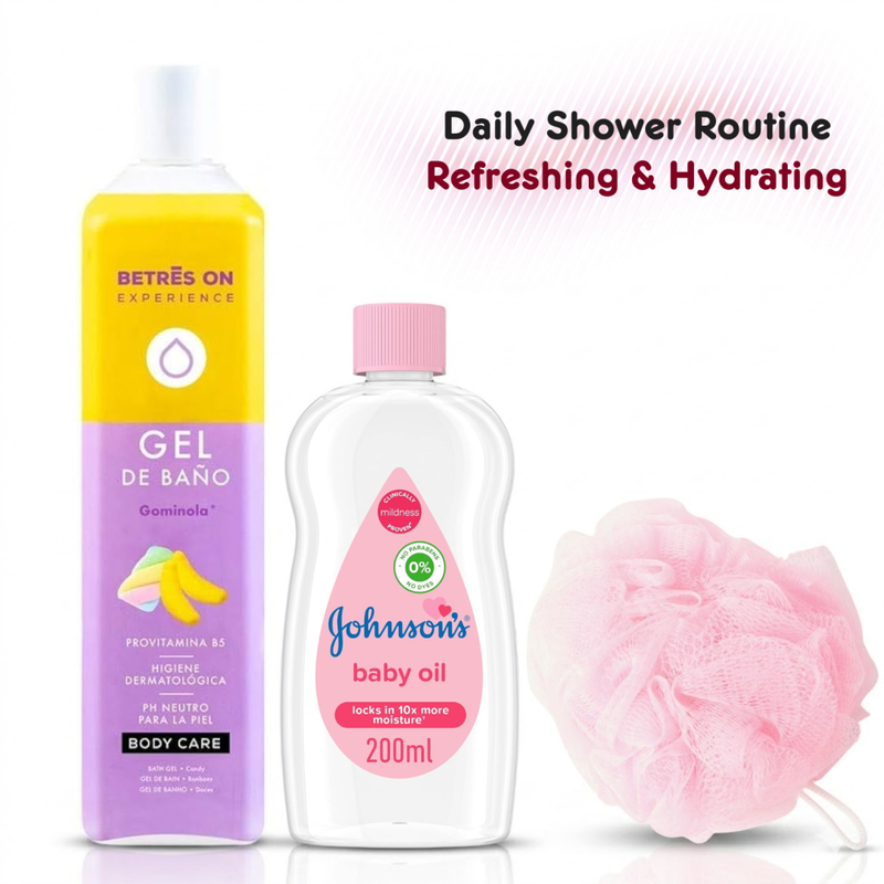 Buy Shower Set Online Velvet Soft Collection Johnson's 750ml+200ml+Sponge