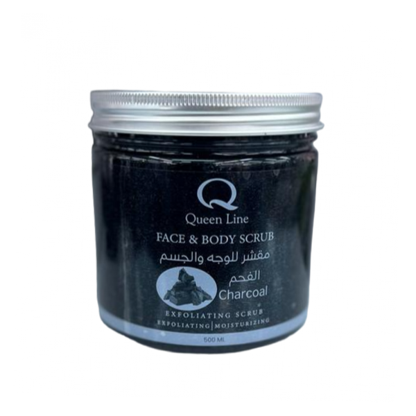 Queen Line Charcoal Face and Body Scrub, Deep Cleansing, 500ml