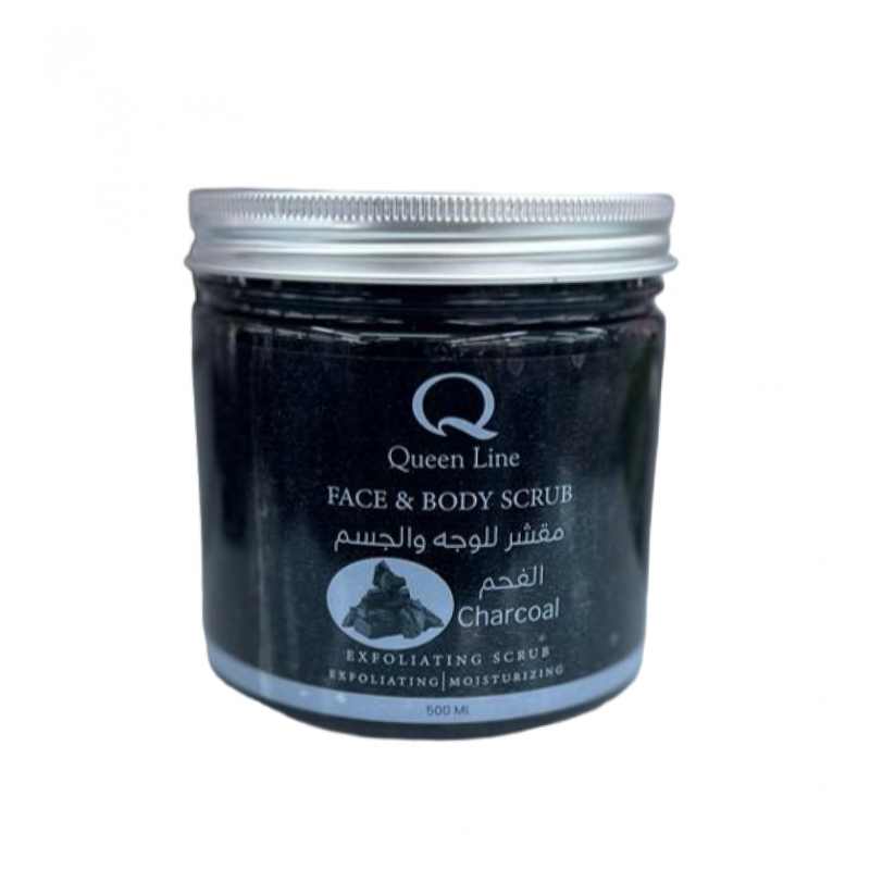 Queen Line Charcoal Face and Body Scrub, Deep Cleansing, 500ml
