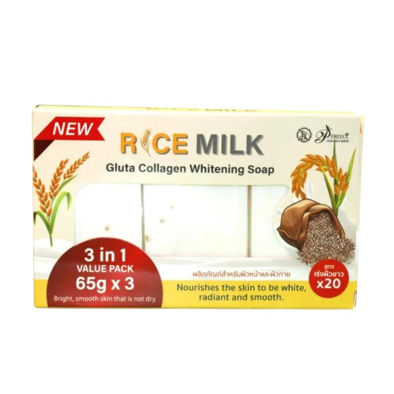 Perfect Skin Lady Rice Milk Gluta Collagen Soap Brightening 3 x 65g