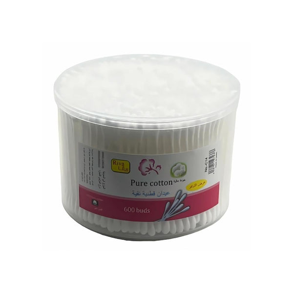 Riva 100% Pure Cotton Swabs, 600 Count, Gentle Ear Cleaning & Makeup Correction