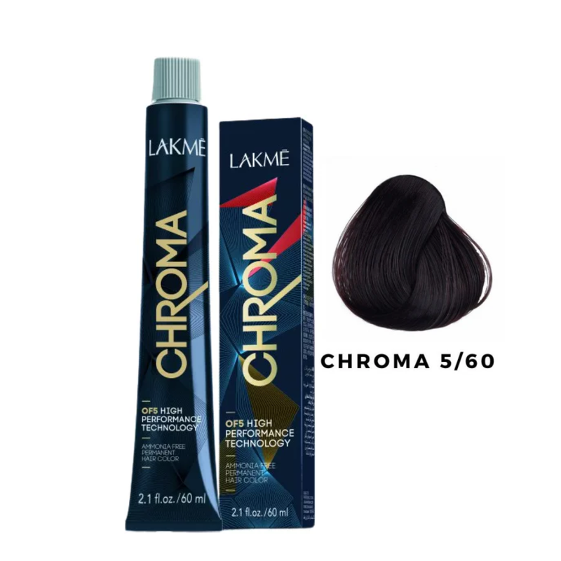 Lakme Ammonia-Free Permanent Hair Color Light Chestnut Brown 5.60 60ml