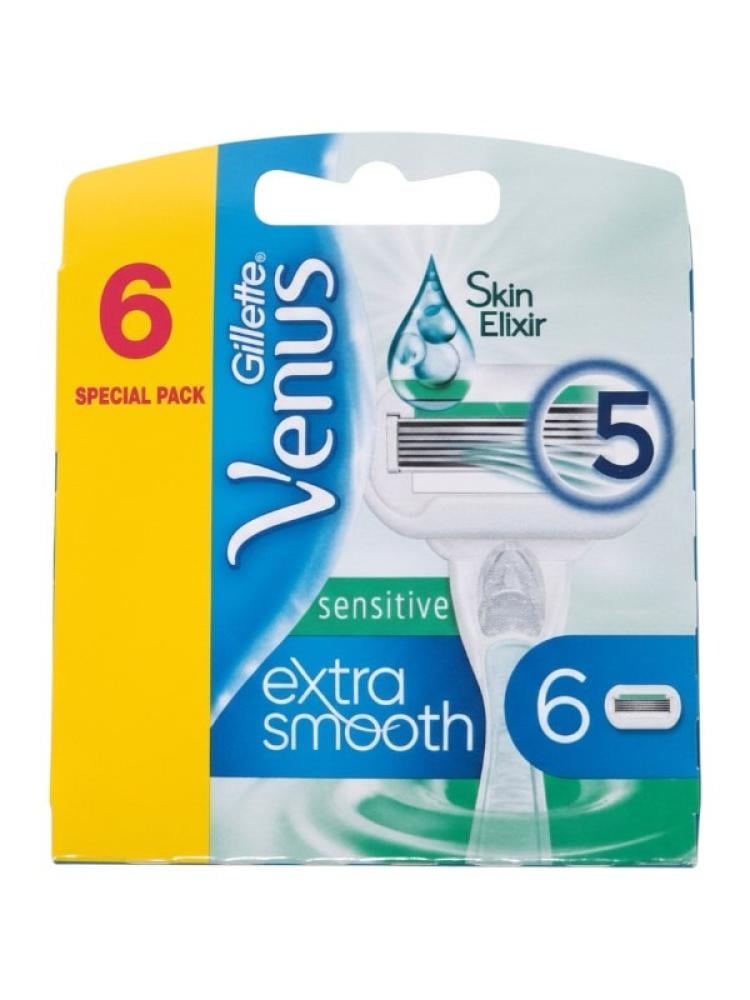 Razor Blade Refills Sensitive Skin Aloe Gillette Venus Extra Smooth 6 Count