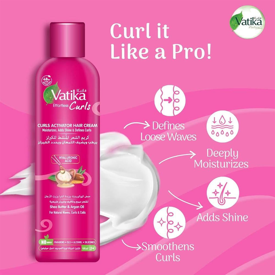 Vatika Curl Energizing Hair Cream for Curly & Wavy Hair with Hyaluronic Acid 330ml