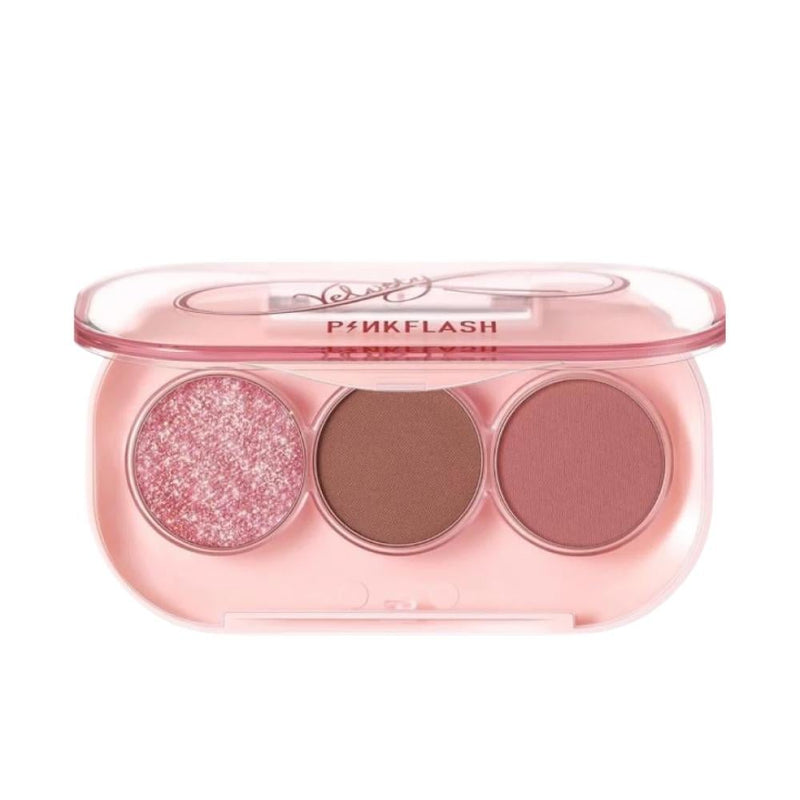Pink Flash Eyeshadow Palette PK03 Trio Pigmented Blendable Powder