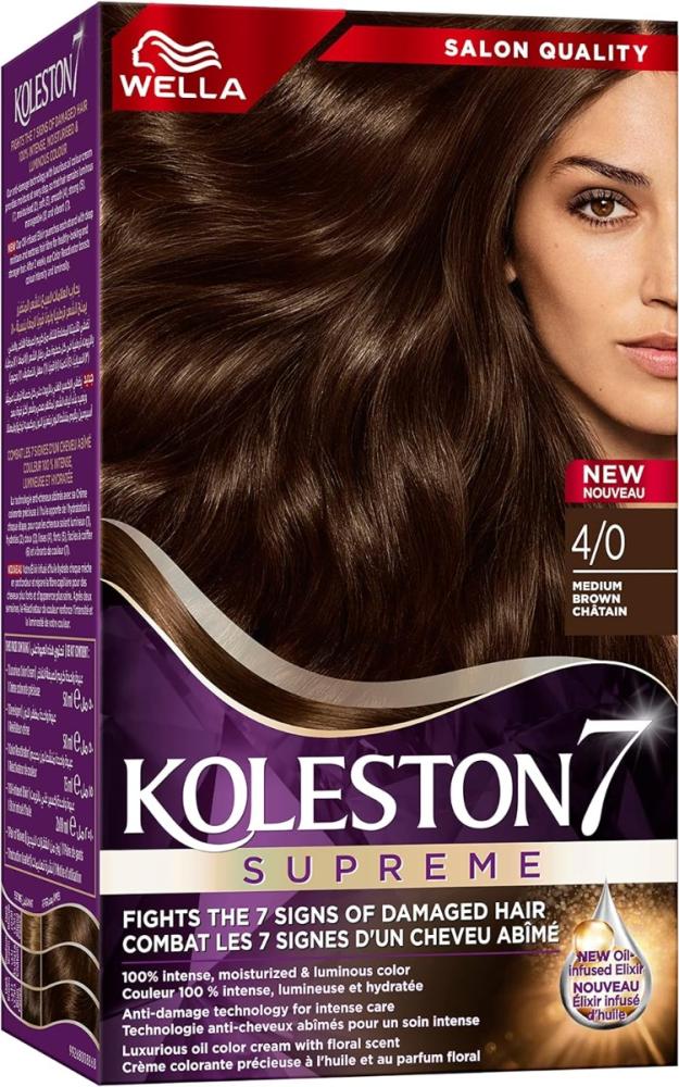 Medium Brown Hair Dye Kit Permanent Colorant for Natural Tones Koleston 1 Kit
