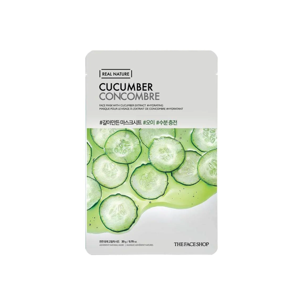 Real Cucumber Facial Sheet Mask Hydrating Skincare The Face Shop 20g