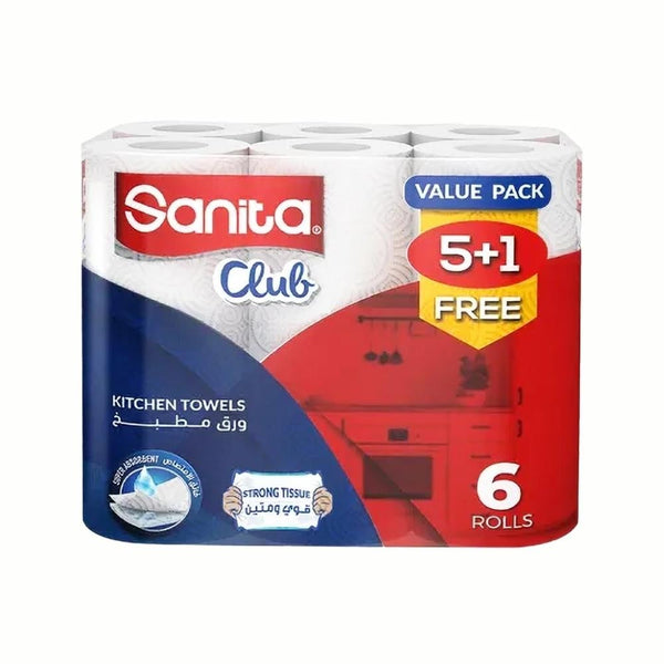 Sanita Club Kitchen Paper Towels, 6 Rolls, 40 Sheets Each