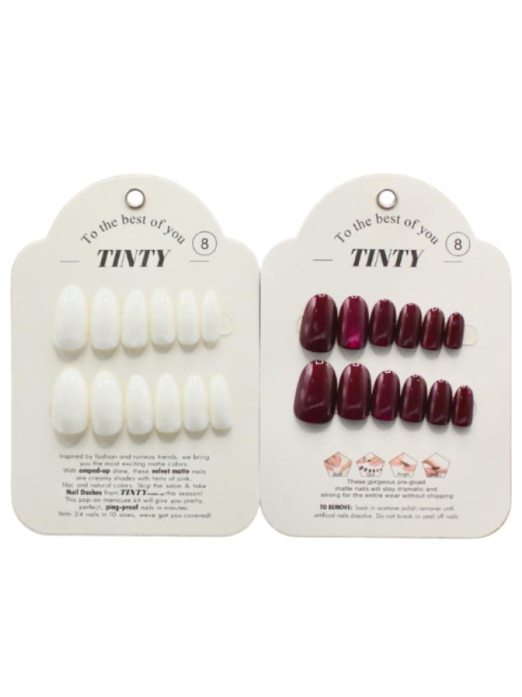 Press-On Adhesive Nails Natural Look No.8 Tinty 24 Pieces