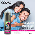 Cosmo Hair Color Shampoo Natural Black Vitamin E Olive Oil Keratin 180 ml