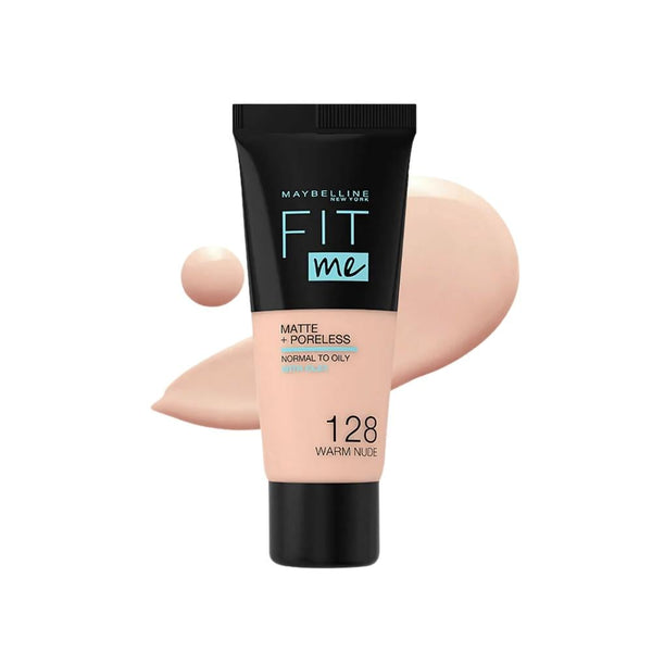 Maybelline Fit Me Matte + Poreless Foundation, 128 Warm Nude, for Oily Skin
