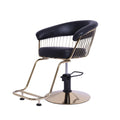 Salon System Black Haircut Chair with Golden Metal Frame - Adjustable Height