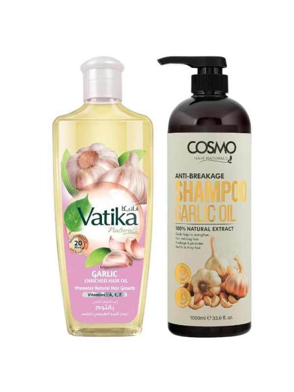 Vatika Garlic Hair Oil & Cosmo Garlic Shampoo Set 1000 ml + 200 ml
