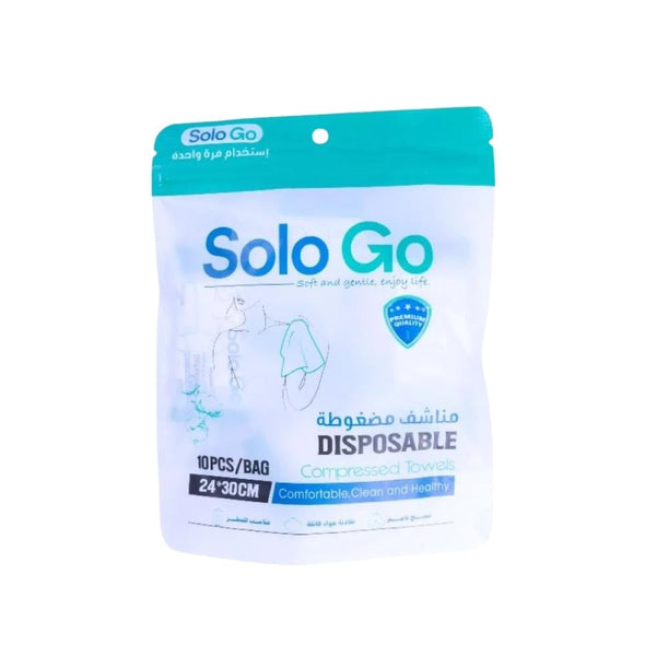 Solo Go Compressed Disposable Bath Towels Plant Fiber 10 Pack