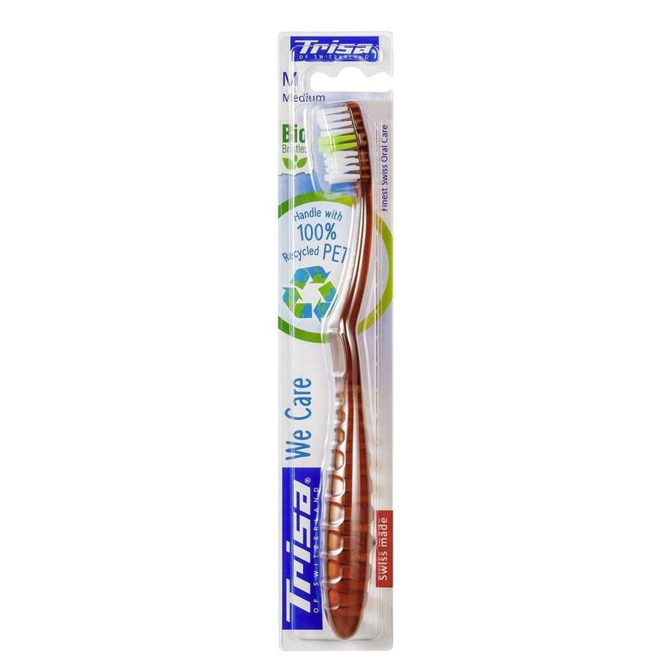 Trisa We Care Toothbrush Medium Soft for Gentle Cleaning Ergonomic Handle 1 toothbrush