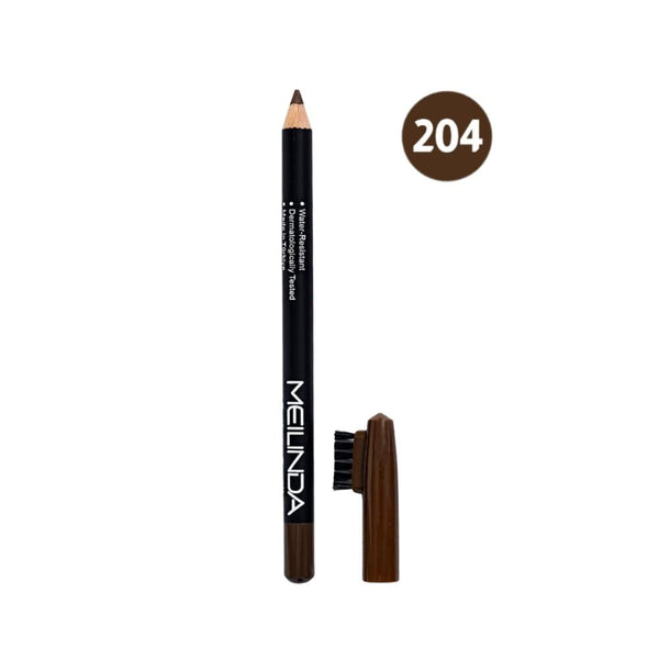 Meilinda Eyebrow Pencil 204 Smudge-Proof Heat-Resistant with Built-in Brush