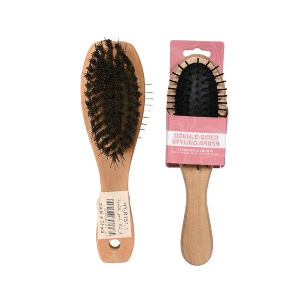 Marwai Large Double Wooden Detangling Hairbrush Flexible Bristles