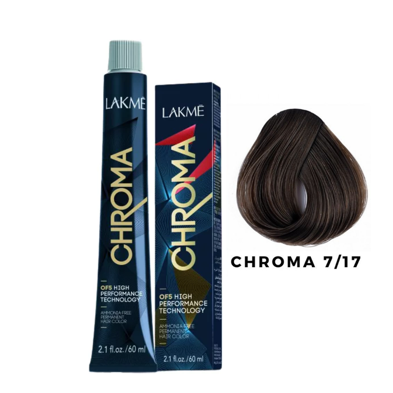 Lakme Permanent Hair Color Ammonia-Free Medium Ash Blonde 7/17 60ml