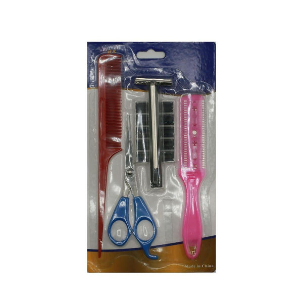 Max Elegance 4-Piece Men's Shaving Kit with Scissors and Comb