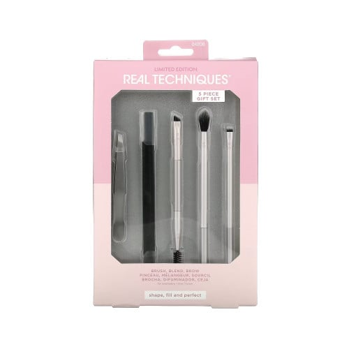 Real Techniques Brow Shaping Kit, 5-Piece Brush & Blender Set