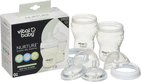 Breast Like Bottles Anti Colic Feeding Bottle Set Vital Baby 240ml 2Pc