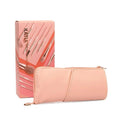 Katia Makeup Brush Set, 12-Piece, Synthetic Bristles, Pink Handles, Case