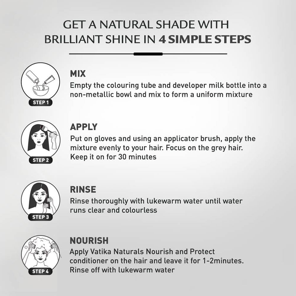 Vatika Oil Fusion Permanent Hair Color Natural Black Covers Grays Ammonia-Free 2.0