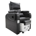 Salon System Pedicure Chair - Black, Attached Movable Basin with Wheels